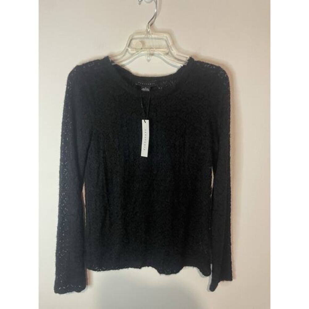 Sanctuary‎ Women's Longsleeve See through Popcorn Knit Black, SizeS NWT